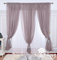 纯色亚麻纱窗帘遮光窗纱 客厅卧室飘窗阳台美式窗帘布定制