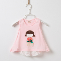 韩版婴儿无袖T恤纯棉女童上衣儿童0-1-2岁女宝宝夏装2015新款童装
