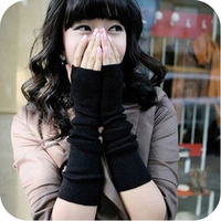 Winter long knitted fingerless gloves wrist gloves