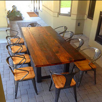欧式餐桌复古做旧铁艺餐桌椅实木餐桌饭桌多功能简约办公桌咖啡桌