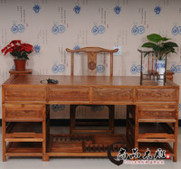 尚品木雕仿古家具电脑桌实木书桌榆木电脑台书台字台办公桌1.8米