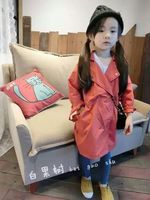 白果树2015秋款童装韩版女童中长款风衣外套