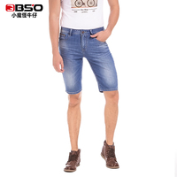 Bs’O/小魔怪男士夏季新款薄款牛仔短裤男5分裤简单时尚修身中裤