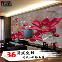 电视墙壁画3d立体墙纸中式玉兰壁纸花卉墙布客厅定制背景墙壁纸5d