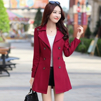 女装秋装2016新款潮30-35-40岁韩版修身纯色外套中长款风衣潮女士