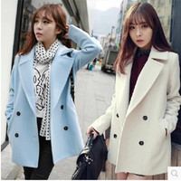 韩国东大门2015秋新款韩版女装修身中长款羊毛呢风衣外套呢子大衣