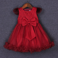 韩版2015新款童装女童公主裙新年元旦红色礼服儿童冬装加绒连衣裙