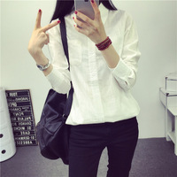 韩国东大门韩版修身纯色棉麻大码衬衫中长款亚麻女式衬衣
