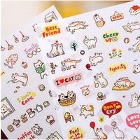 F160韩版礼品文具创意可爱猫咪diy日记贴纸 透明装饰贴纸卡通贴