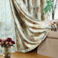 美式田园窗帘布艺全遮光双面印花布定制窗帘欧式客厅卧室飘窗成品