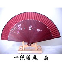 中国风喜庆女扇 折扇 夏用小巧女扇 日式和风扇红骨手绘梅花图6寸