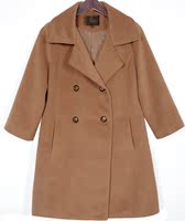 2014秋冬新款韩版九分袖双面呢料大衣修身中长款毛呢风衣女外套