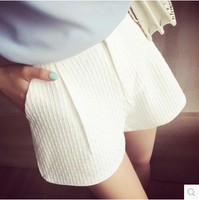 A【哚啦】3080夏装新款2015韩版时尚百搭OL风纯色格纹阔腿短裤女