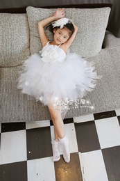女童表演服装白纱裙公主裙蓬蓬裙芭蕾舞蹈裙 儿童舞台演出连衣裙