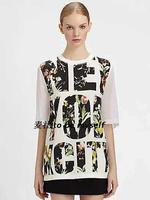 麦社2015夏季新款New York 纽约字母印花中长T恤后背真丝透视短袖