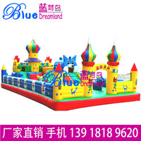 厂家定制 气模玩具 儿童游乐场 充气滑梯  蓝猫城堡充气蹦蹦床