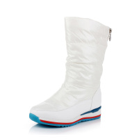 2015冬季新款雪地靴中筒加厚保暖羽绒棉靴防滑防水圆头平跟冬款女