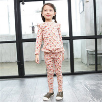 女童2015秋装秋冬新款韩版宝宝儿童纯色装加绒加厚家居服套装