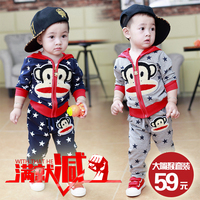 一两周岁男宝宝春装1-2岁长袖套装潮装3-4岁半小童男装韩版大嘴猴