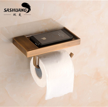 厂家直销 欧式全铜仿古纸巾架 卫生间卷纸盒卷纸器 可以放手机