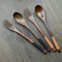 ZAMIS杂治 日式木质长柄勺子叉子天然简约实木套装高档便携餐具