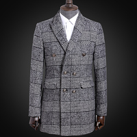 2015秋冬新款羊毛呢大衣男士中长款修身韩版商务风衣呢子加厚外套