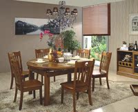 特价乌金木色实木橡木折叠可拉伸伸缩餐桌椅组合 圆形餐台饭桌椅