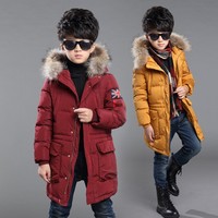 3男童冬天中长款棉衣4小孩加厚外套5儿童6男孩7韩版大衣冬装红8岁