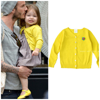 2017  欧美  儿童装 女童 外贸 毛衣 开衫 上衣 黄色 针织衫开衫