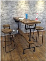 铁艺餐厅水管桌椅组合实木复古咖啡厅特色酒吧奶茶店创意餐桌椅