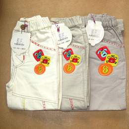 小Q豆童装 2-4岁男童秋装卡通图案儿童裤 纯棉梭织贴布长裤 包邮