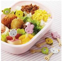 日本进口可爱卡通动物水果签便当装饰签8支装小叉子