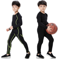 成人男篮球秋冬季加绒薄款长袖上衣裤子健身衣服紧身儿童运动套装