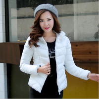 2015新款轻薄女士棉服冬天韩版女装短款修身纯色学生外套连帽棉衣