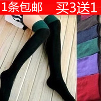 韩国拼接过膝盖长筒袜子堆堆袜套 秋冬季保暖纯棉防滑高筒女袜子