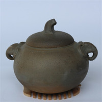大象茶叶罐 荥经黑砂 传统工艺 纯手工制作 茶叶存储罐