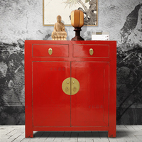 古朴彩漆红色中式经典实木玄关柜仿古时尚门厅收纳储物柜特价热卖