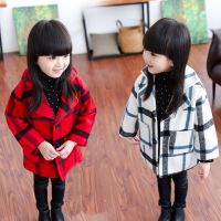 童装宝宝2015秋冬装新款韩版女童呢子大衣儿童加厚格子羊毛呢外套
