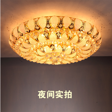 聚宝盆客厅水晶灯金色酒店大厅水晶吸顶灯圆形LED别墅餐厅灯具