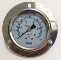 测压软管压力表YN-60ZT 0-40MPA 耐震轴向带边抗震充油压力表