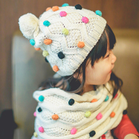 儿童帽子围巾两件套韩国冬天宝宝冬帽女童围脖全棉保暖套装可亲子