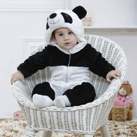 春秋0-1-2-3岁宝宝衣服空调服 法兰绒婴儿熊猫爬服哈衣连体衣