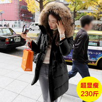 2015加大码女装韩版中长款棉衣胖妹妹冬装200斤大毛领超显瘦棉服
