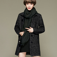 2015秋冬新款韩版女装纯色中长款毛呢外套宽松大码修身毛呢大衣