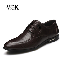 V&C&K男士真皮正品时尚商务舒适正装皮鞋男鞋英伦婚鞋 男