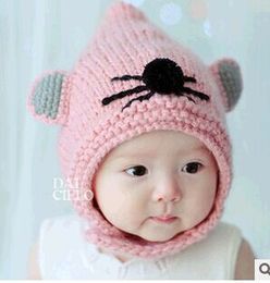 3-4-5-6-7-89-10-12个月婴儿冬季保暖帽子0-1岁半2岁女宝宝手工帽