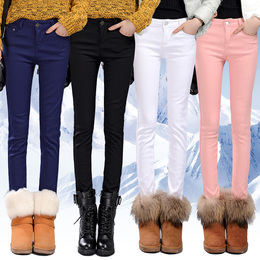 橙妮女裤2015新款冬季高腰加绒加厚铅笔裤韩版修身显瘦小脚休闲裤
