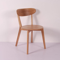 现代实木餐椅靠背书桌椅 休闲咖啡简约时尚 无扶手圆形座白橡木椅