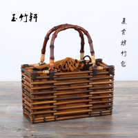 日式复古手工棕竹包 竹编包 收纳包手提包 香具茶具包 茶道竹包