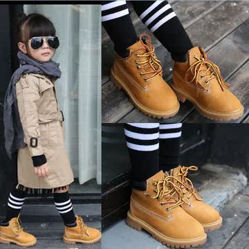 2015秋冬韩版儿童鞋子男童女童中小童靴子马丁靴小黄靴短靴PJ0285
